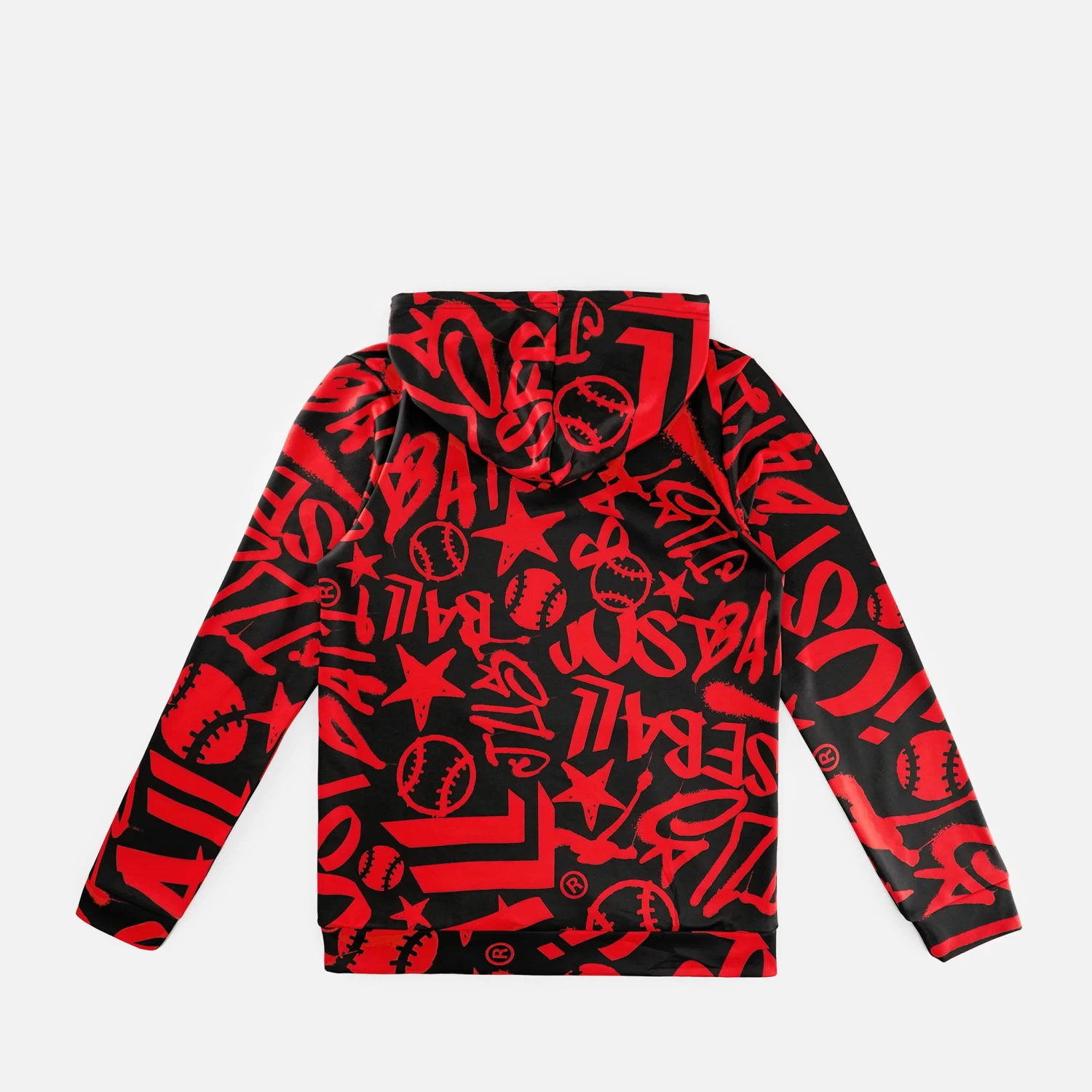 Just Ball Baseball Red Black Hoodie - Image 3