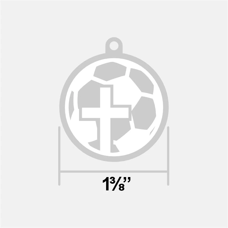 Soccer Faith Cross Pendant With Chain Necklace - Stainless Steel - Image 5