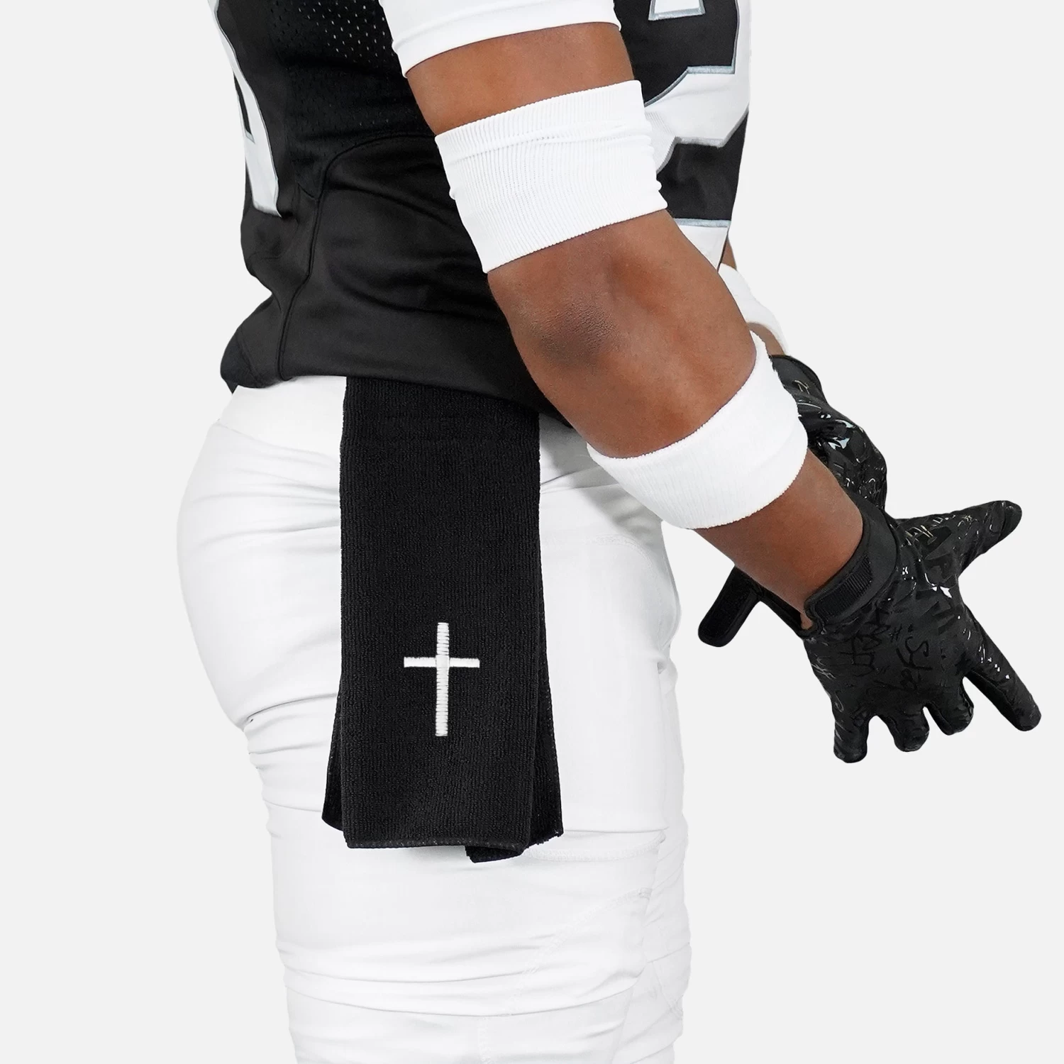 Faith Cross Black Football Towel - Image 2