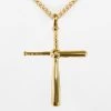 Baseball Bat Cross Pendant With Chain Kids Necklace - Gold Plated Stainless Steel