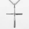 Baseball Bat Cross Pendant With Chain Kids Necklace - Stainless Steel