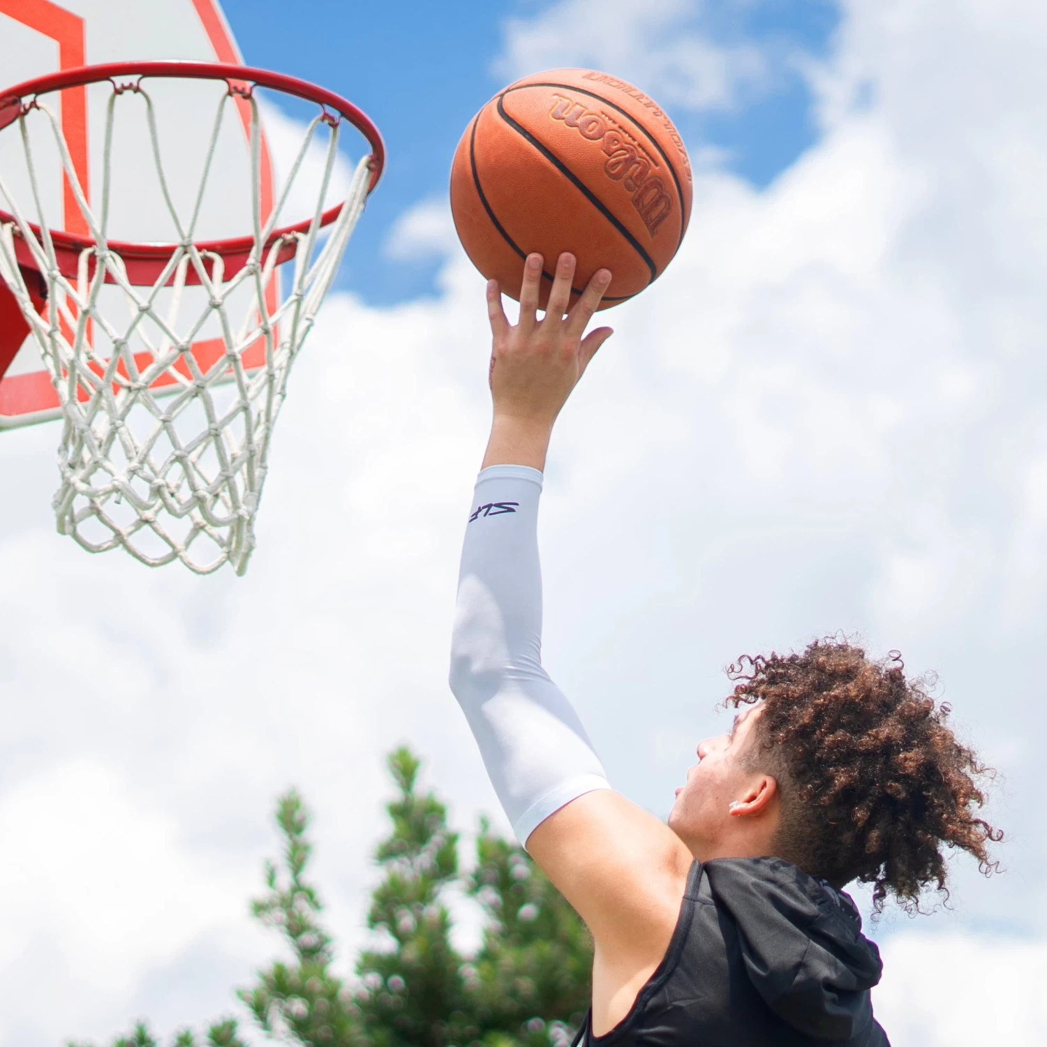 Basic White SLF Basketball Shooter Sleeve - Image 4