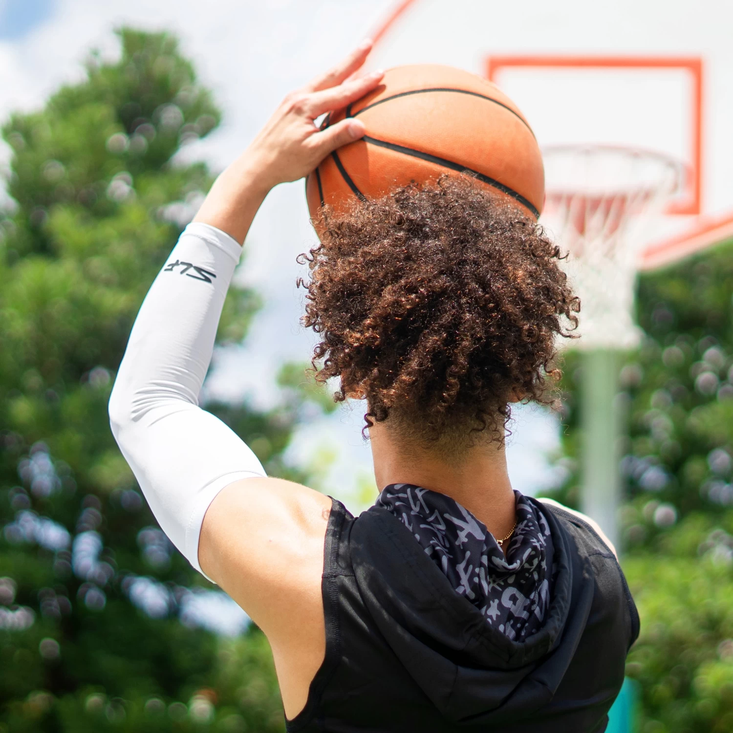 Basic White SLF Basketball Shooter Sleeve - Image 2