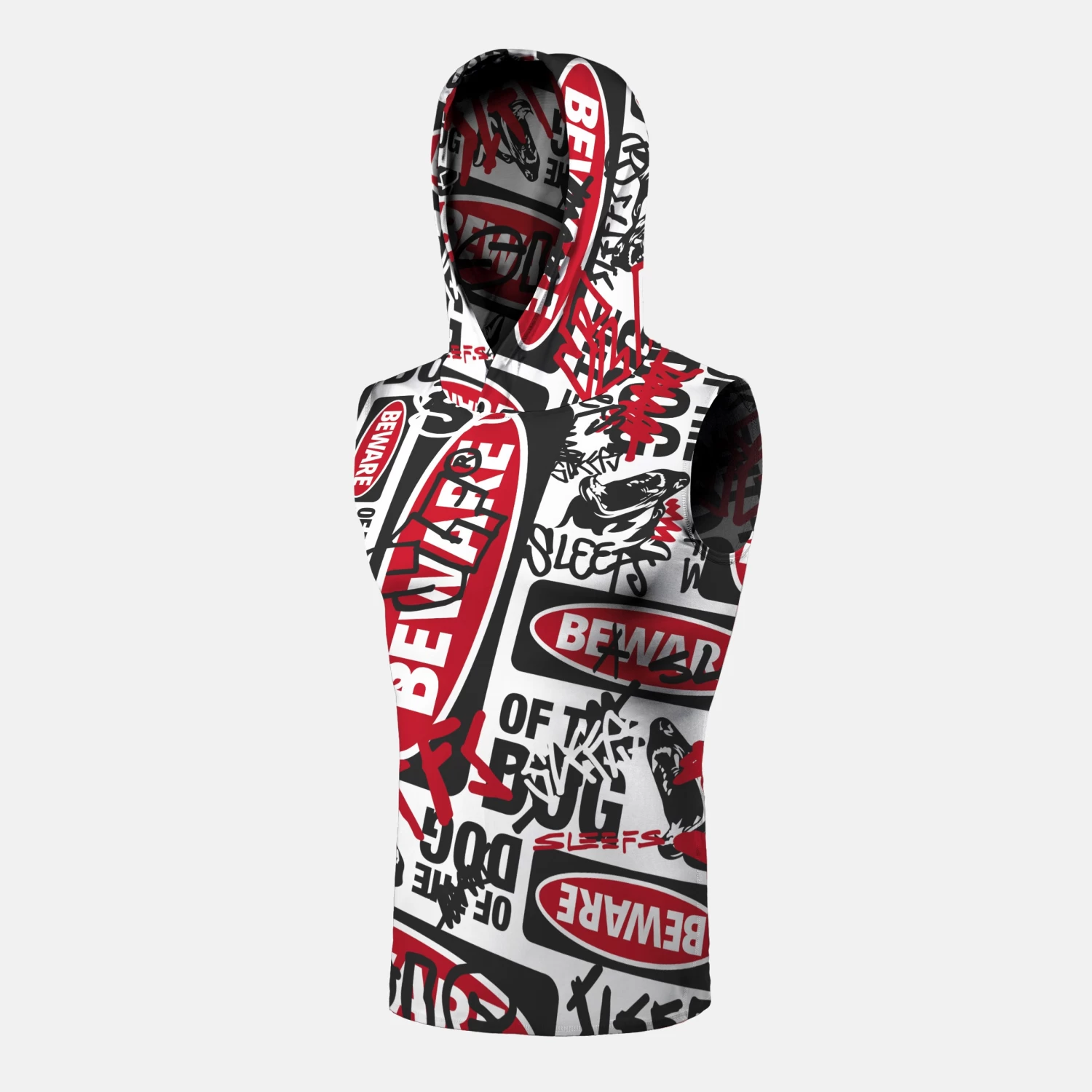 Beware Of The Dog Chaos Sleeveless Compression Hoodie - Image 4