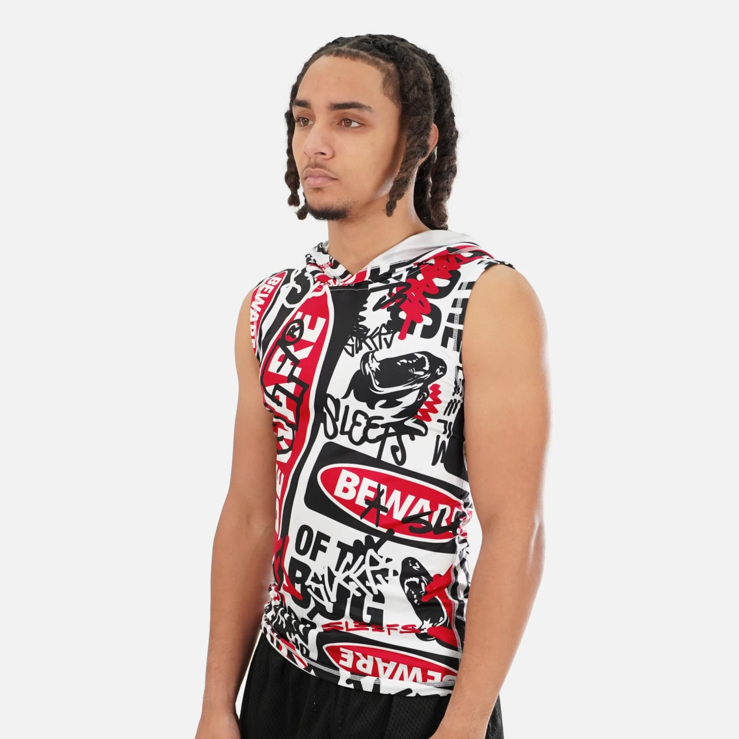 Beware Of The Dog Chaos Sleeveless Compression Hoodie - Image 3