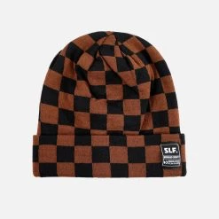 Checkered Brown Beanie