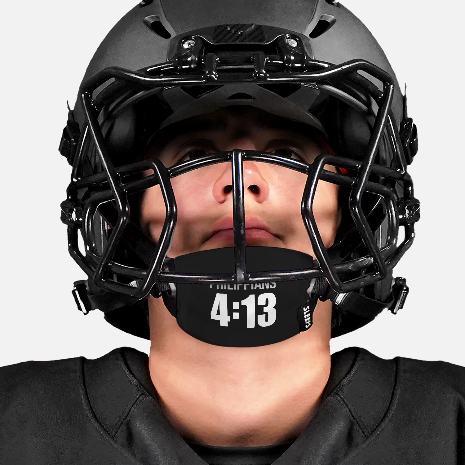 Philippians 4:13 Black Chin Strap Cover - Image 3