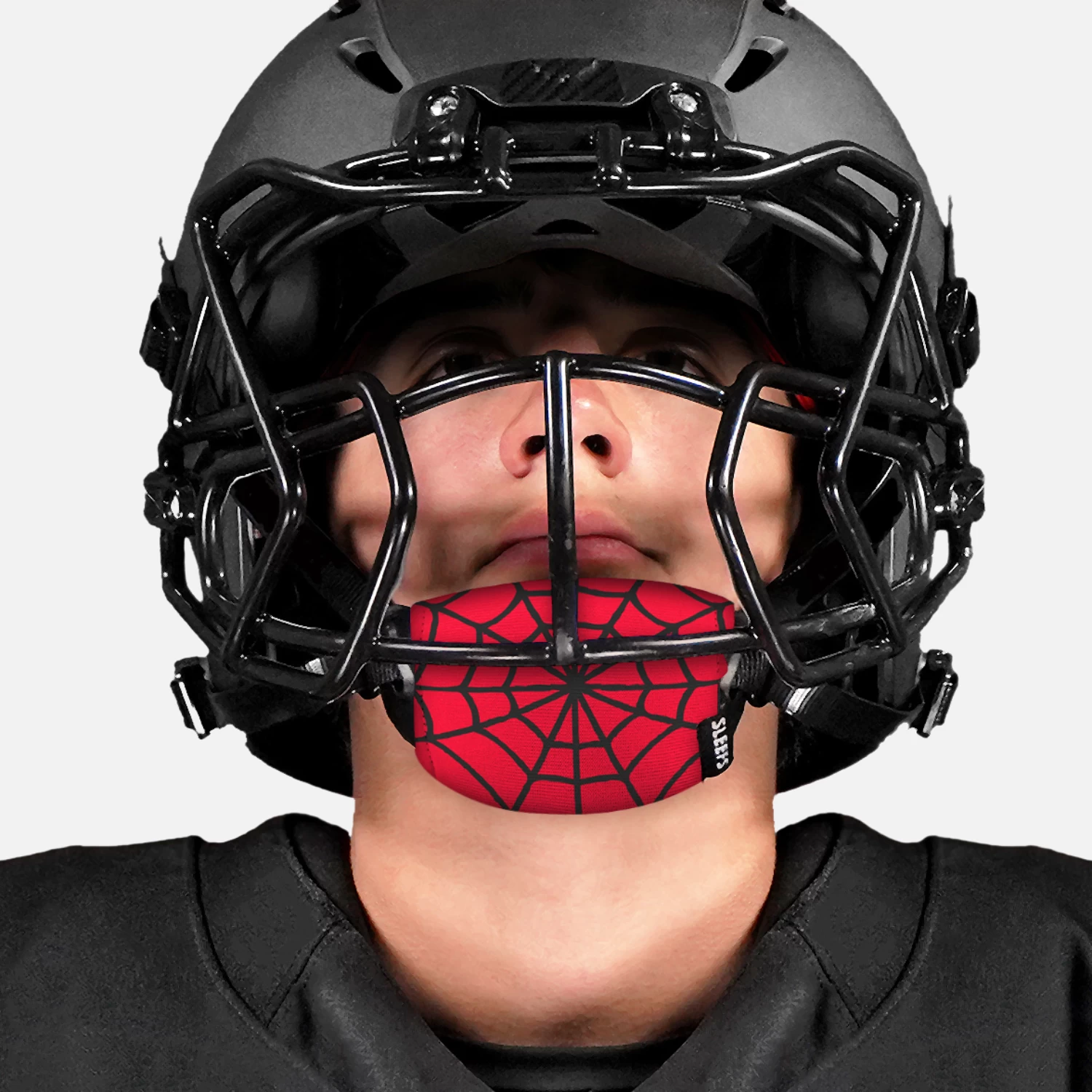 Red Web Pattern Chin Strap Cover - Image 3