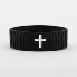 Faith Cross Black 1 Inch Wristband