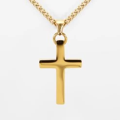 Faith Cross Pendant With Chain Kids Necklace - Gold Plated Stainless Steel
