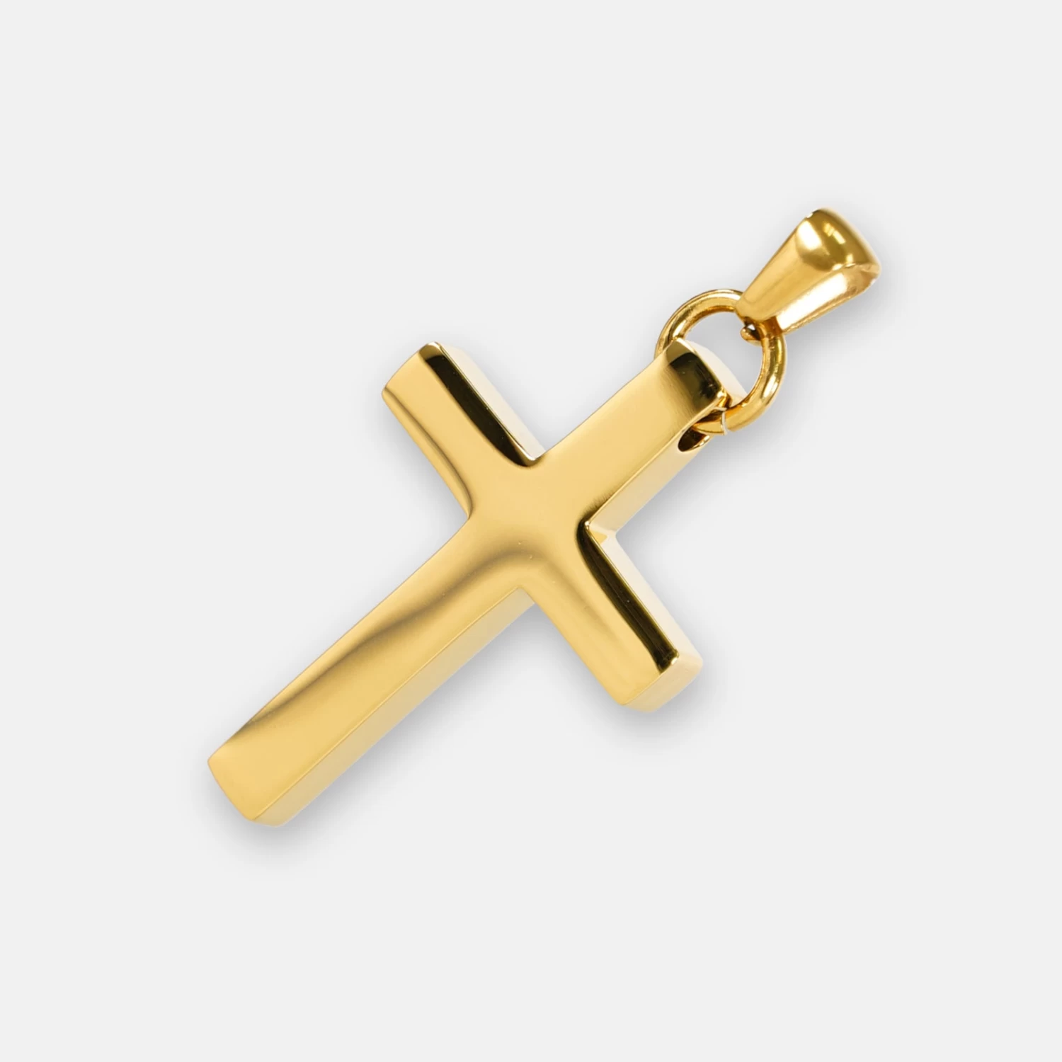 Faith Cross Pendant With Chain Necklace - Gold Plated Stainless Steel - Image 3