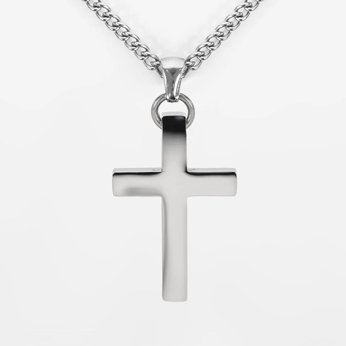 Faith Cross Pendant With Chain Necklace - Stainless Steel