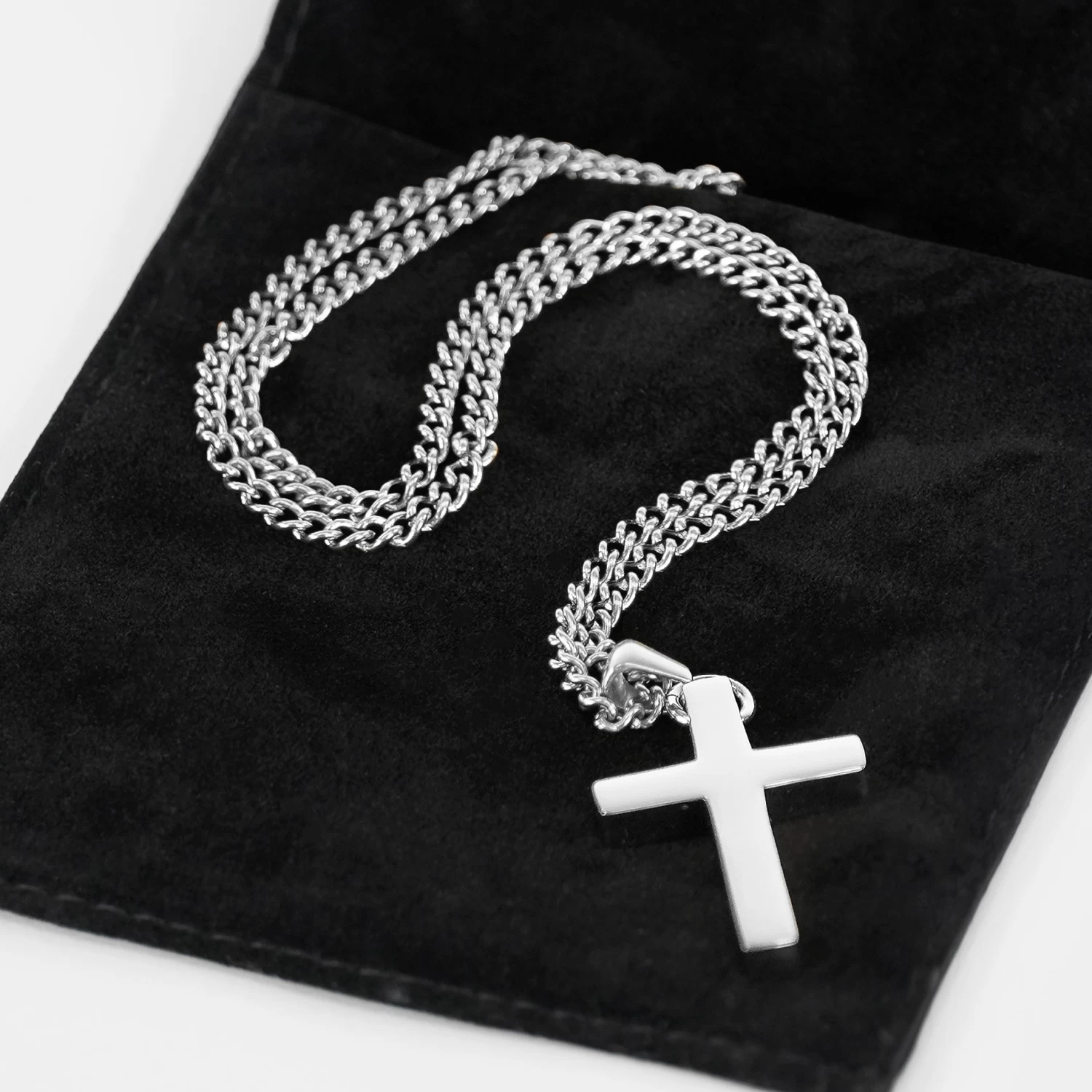 Faith Cross Pendant With Chain Necklace - Stainless Steel - Image 5