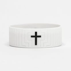 Faith Cross White 1 Inch Wristband