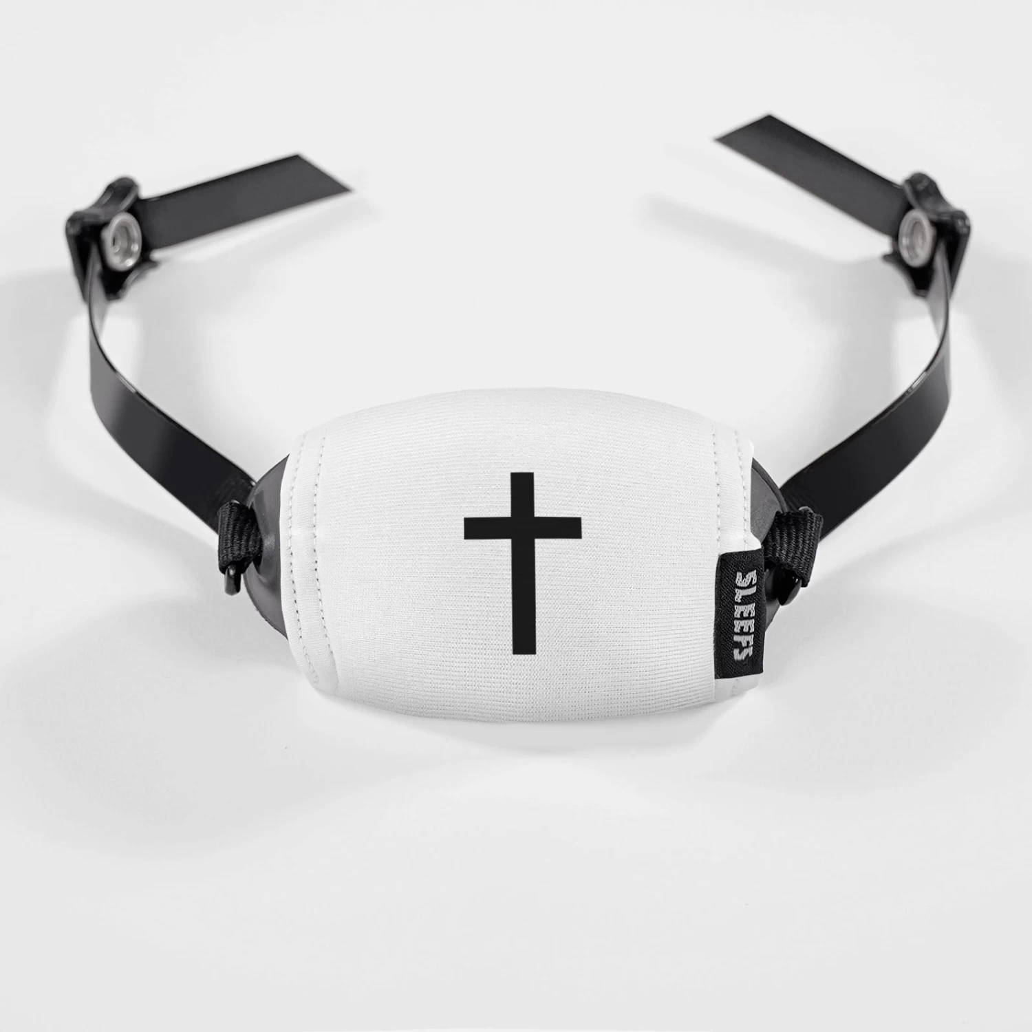 Faith Cross White Chin Strap Cover - Image 3