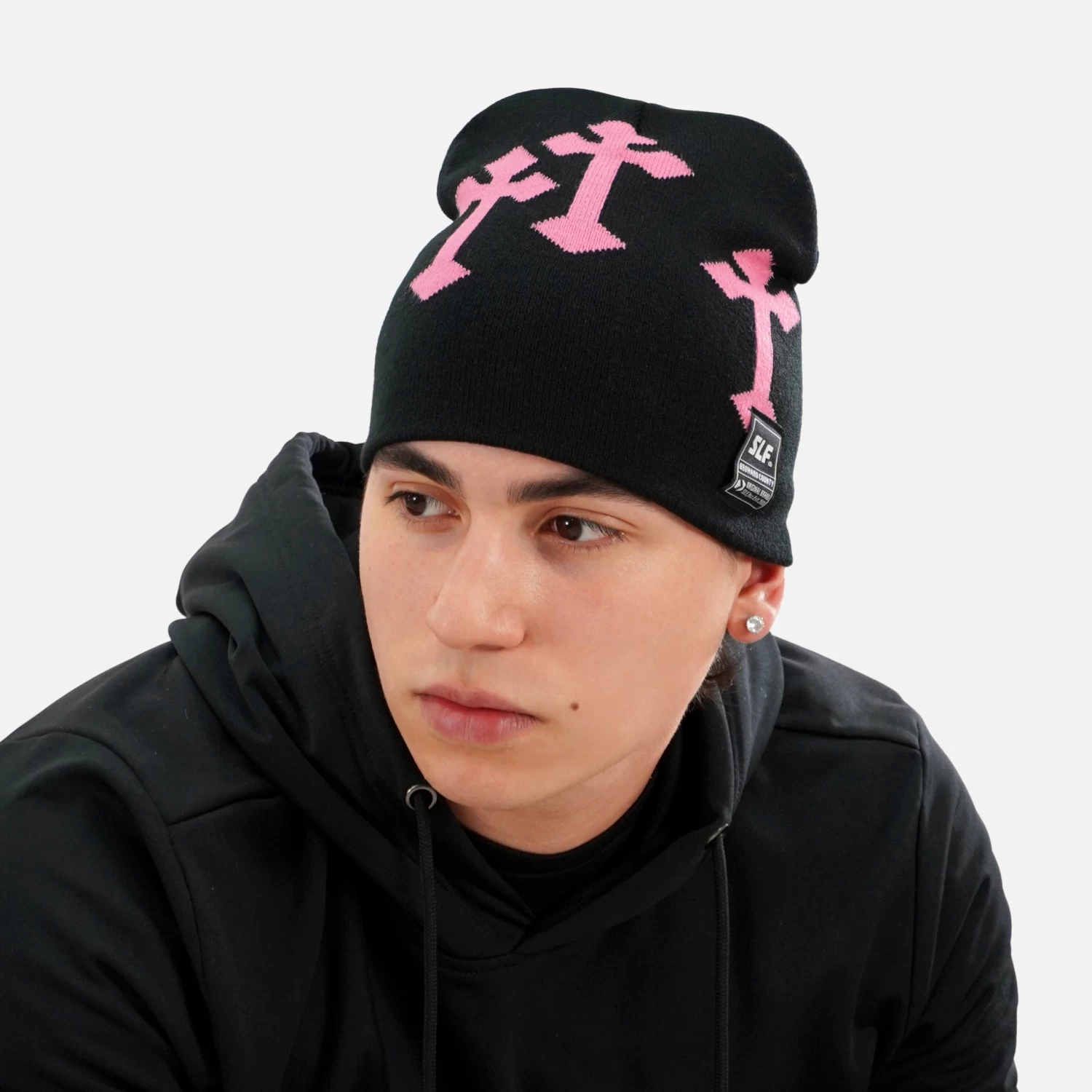 Crosses Black Pink Beanie - Image 2
