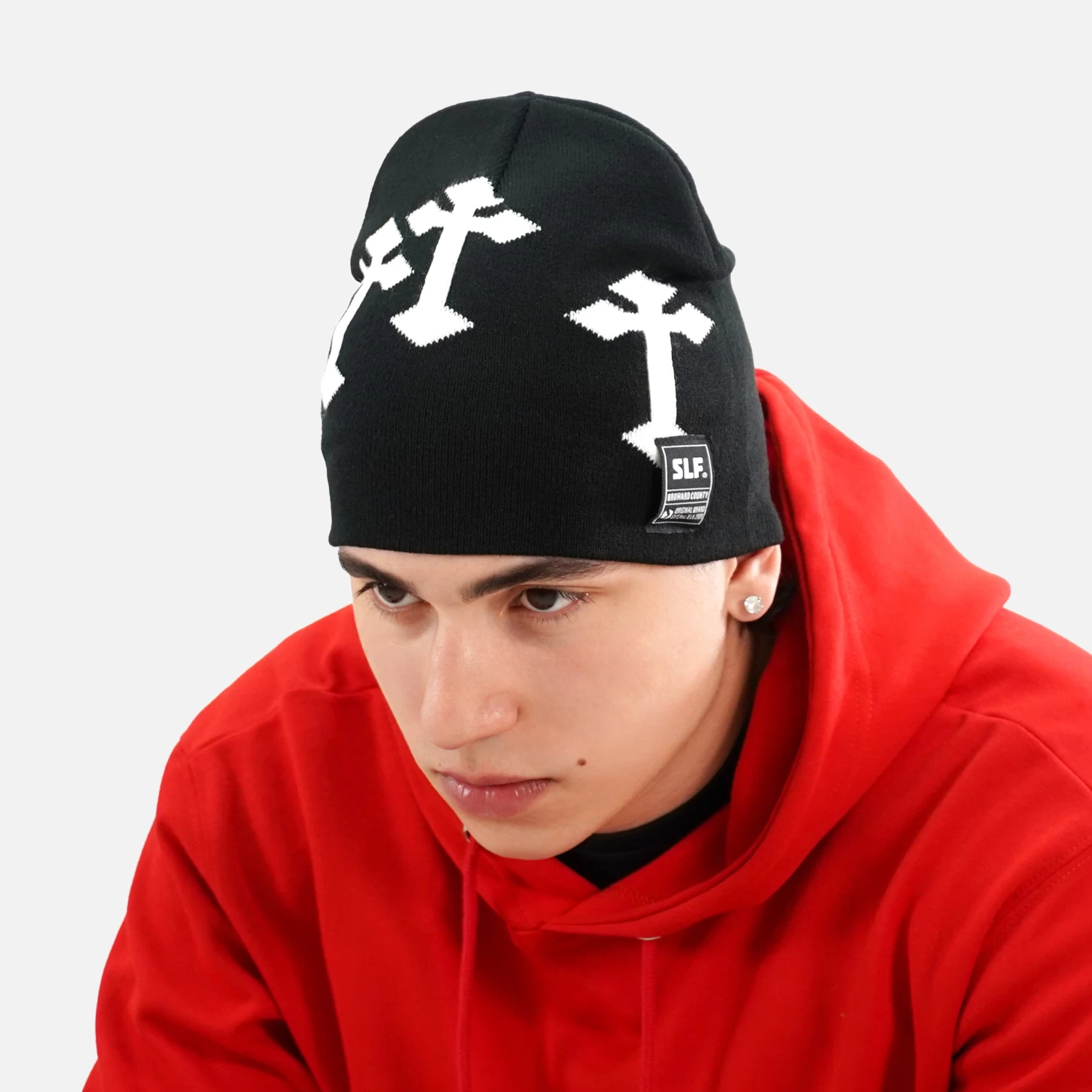 Crosses Black White Beanie - Image 2