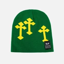 Crosses Green Yellow Beanie