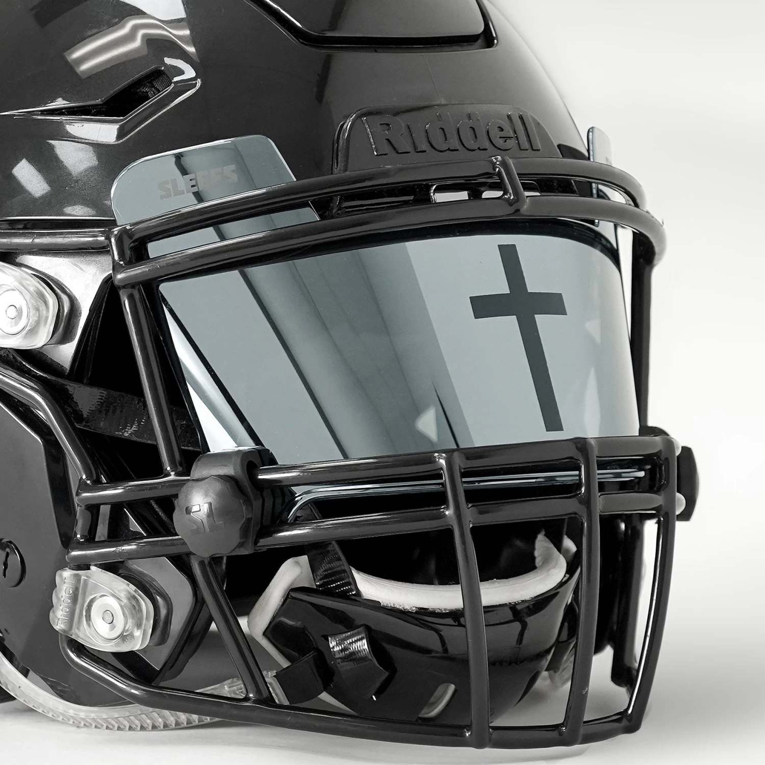 Faith Cross Silver Moonstone Helmet Eye-Shield Visor - Image 3