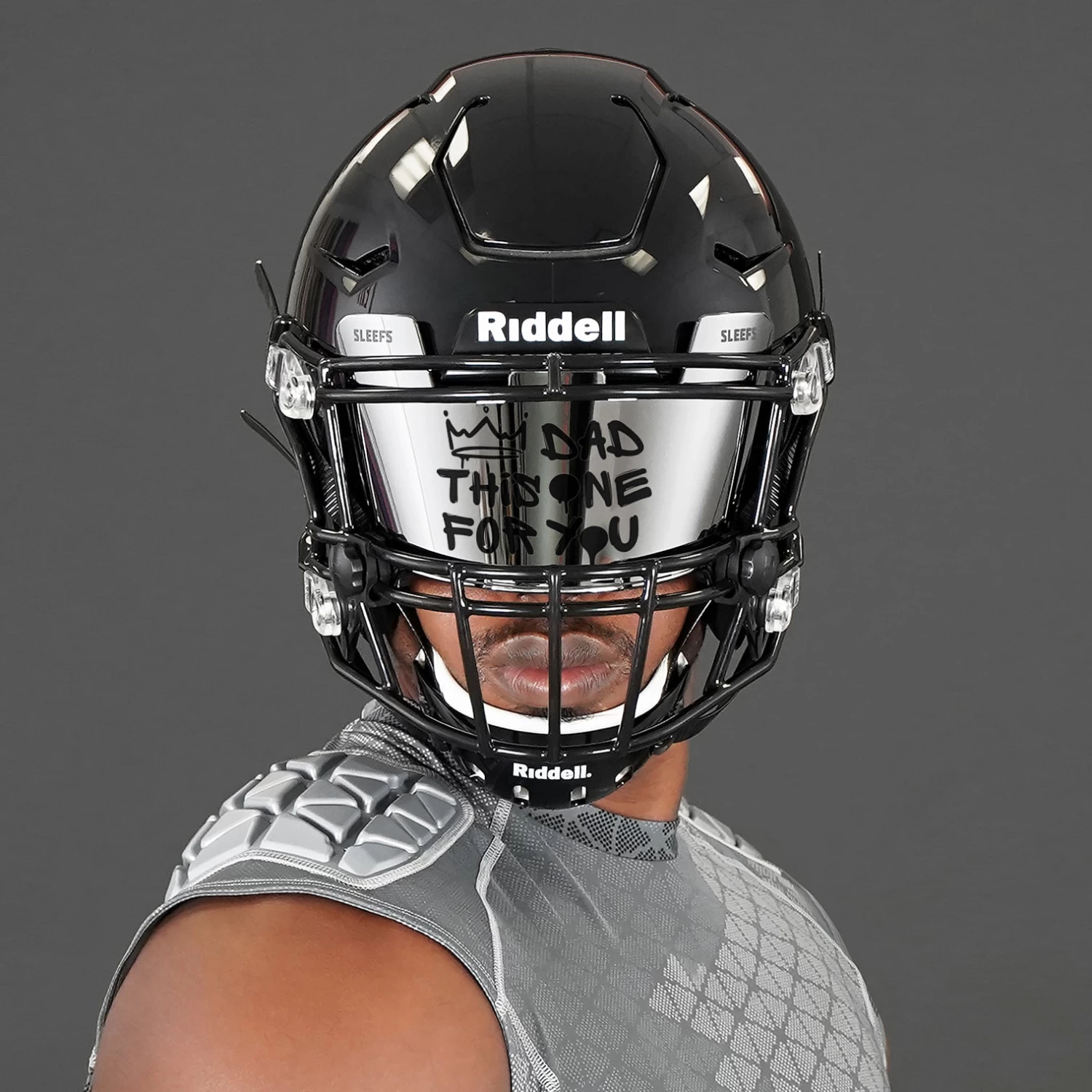 Dad This One For You Silver Moonstone Helmet Eye-Shield Visor - Image 2