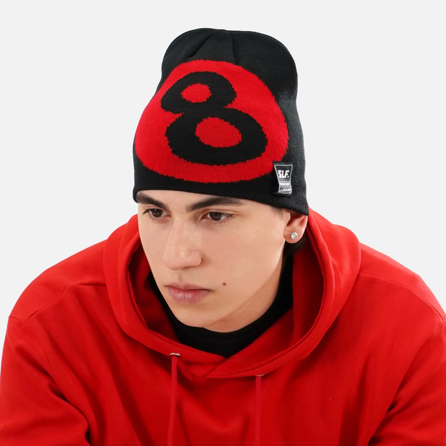 Eightball Black Red Beanie - Image 2