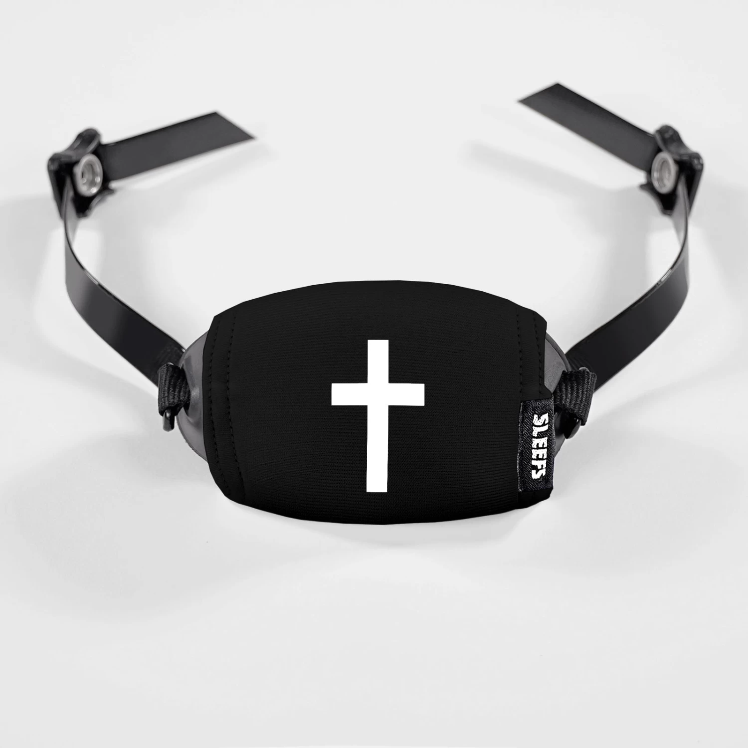 Faith Cross Black Chin Strap Cover - Image 3