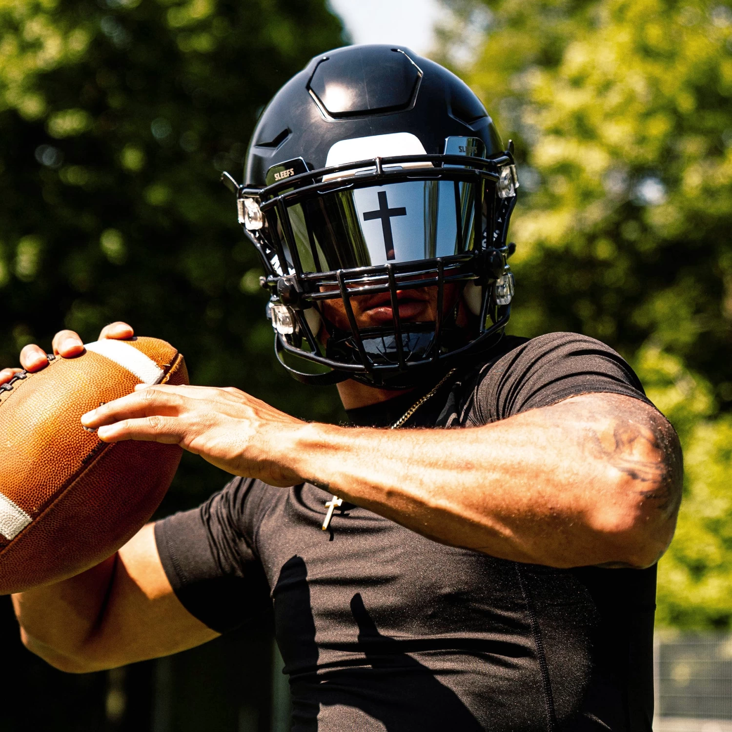 Faith Cross Silver Moonstone Helmet Eye-Shield Visor - Image 2