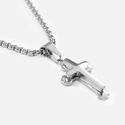 Faith Gothic Cross 1¼" Pendant With Chain Necklace - Stainless Steel