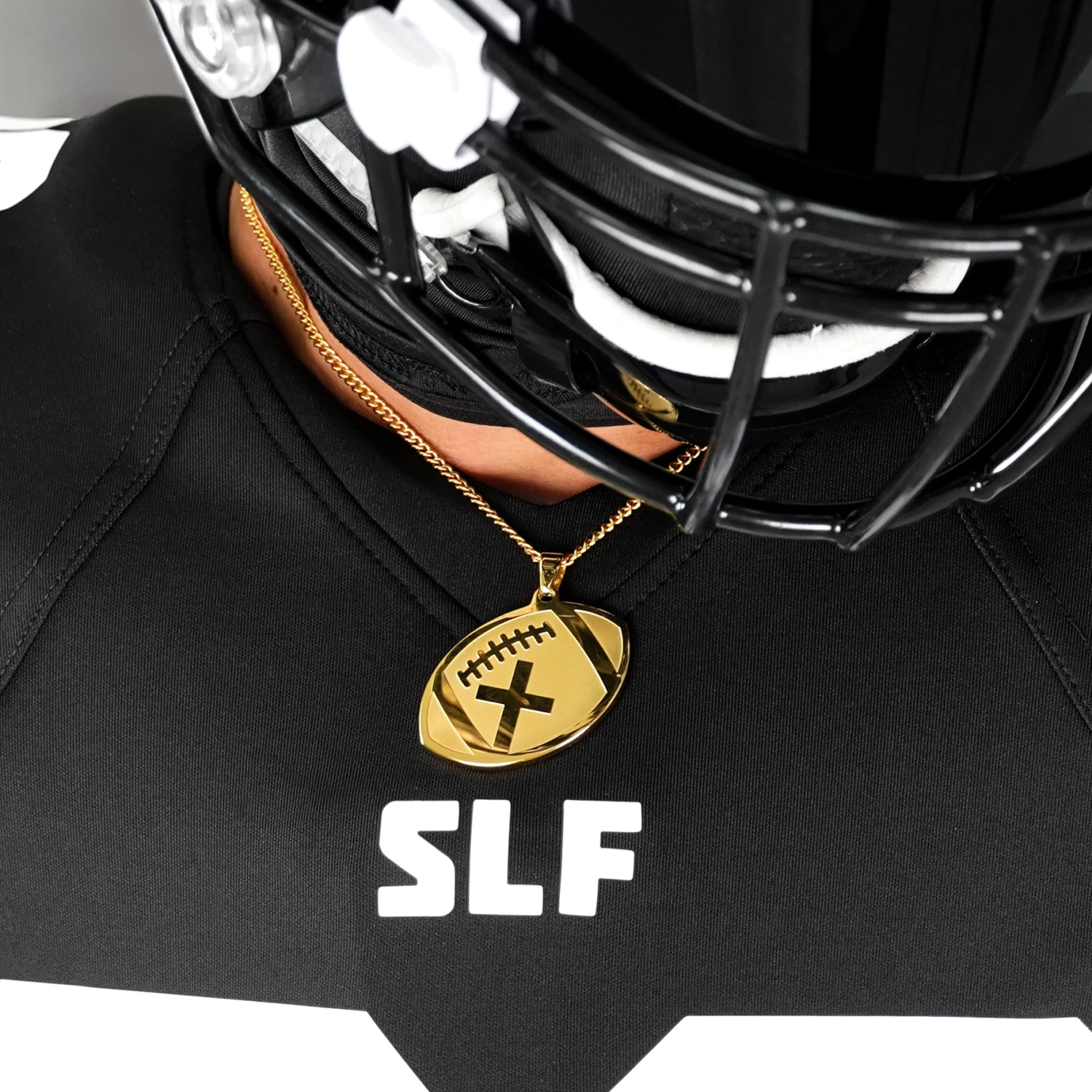 Football Faith Cross Pendant With Chain Necklace - Gold Plated Stainless Steel - Image 3