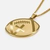 Football Faith Cross Pendant With Chain Necklace - Gold Plated Stainless Steel