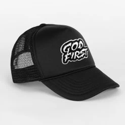 God First Black Trucker Hat