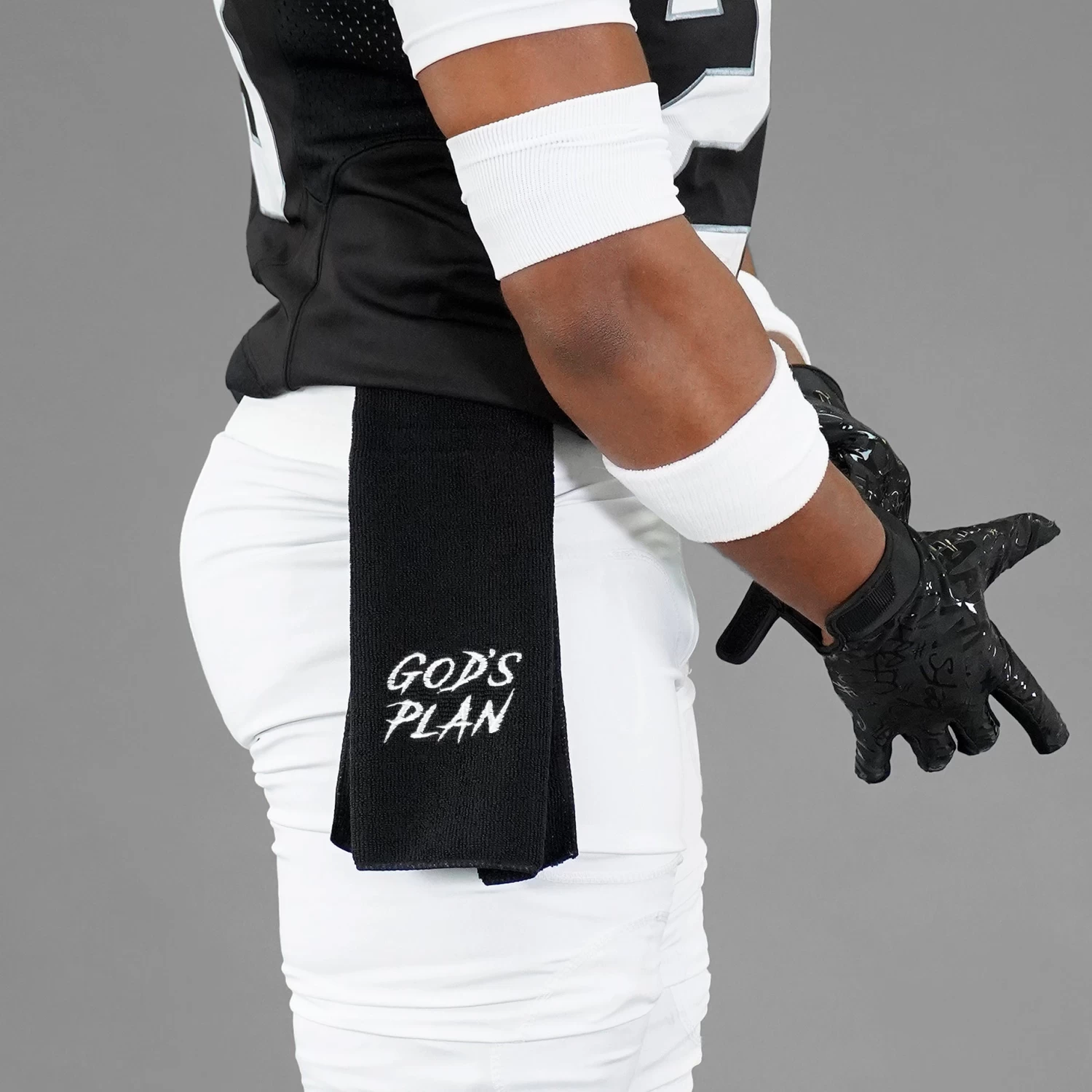 God's Plan Black Football Towel - Image 2