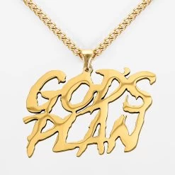 God's Plan Pendant With Chain Necklace - Gold Plated Stainless Steel