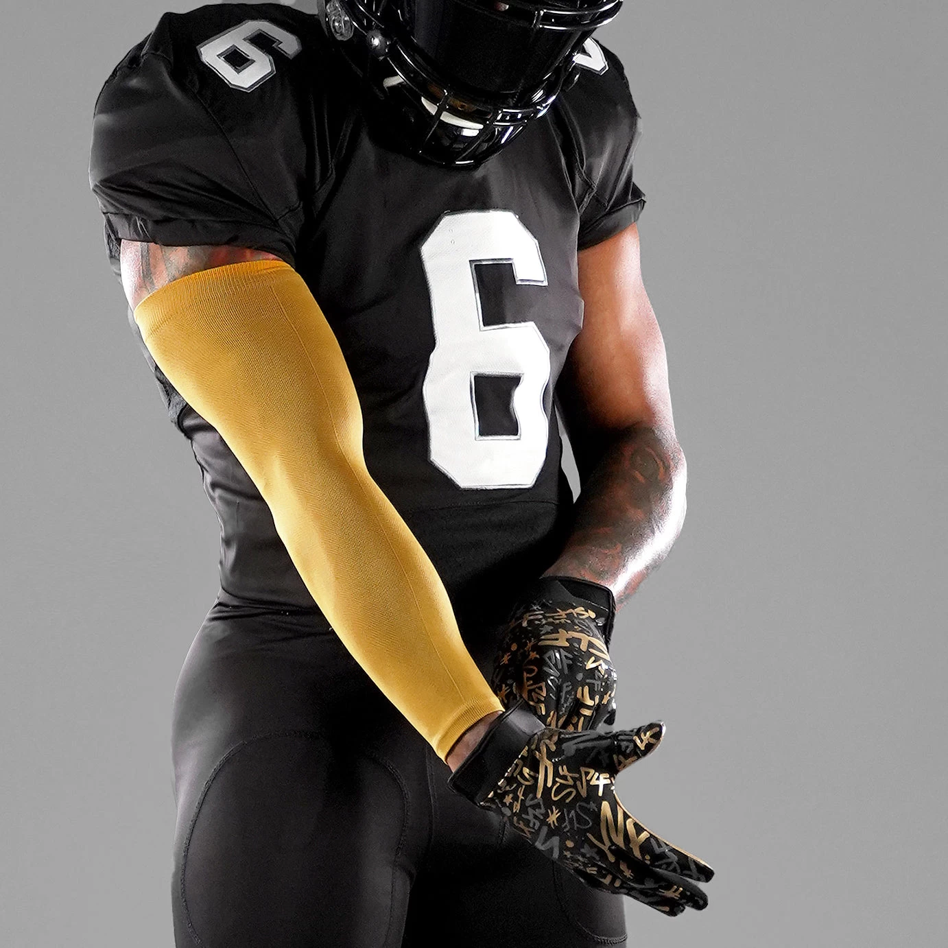 SLF Pattern Black Gold Sticky Football Receiver Gloves - Image 7