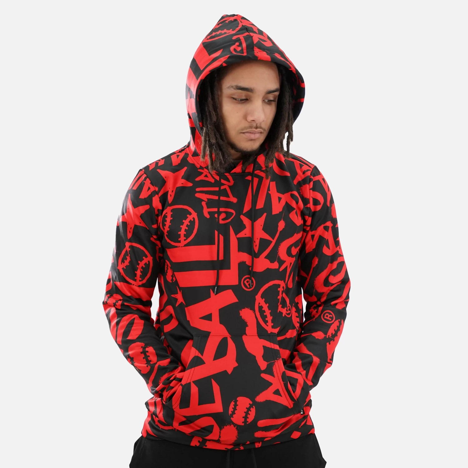 Just Ball Baseball Red Black Hoodie - Image 4