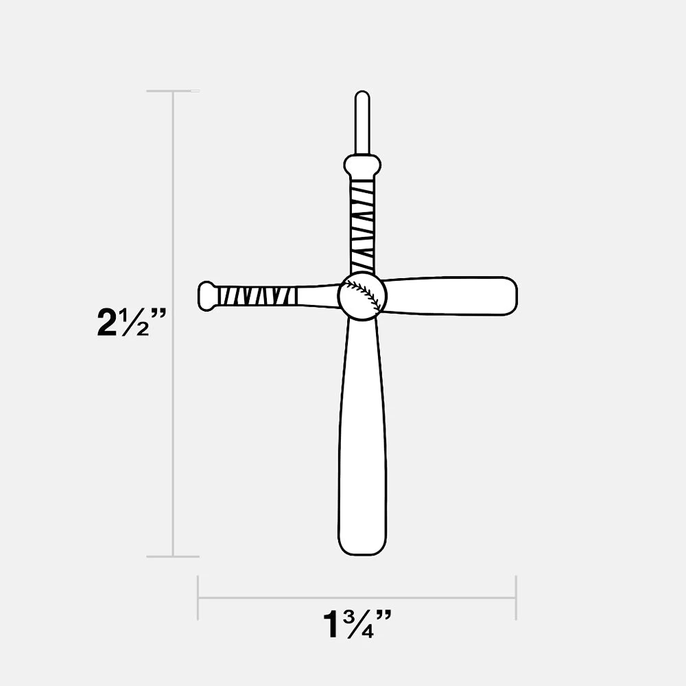 Baseball Bat Cross Pendant With Chain Kids Necklace - Gold Plated Stainless Steel - Image 8