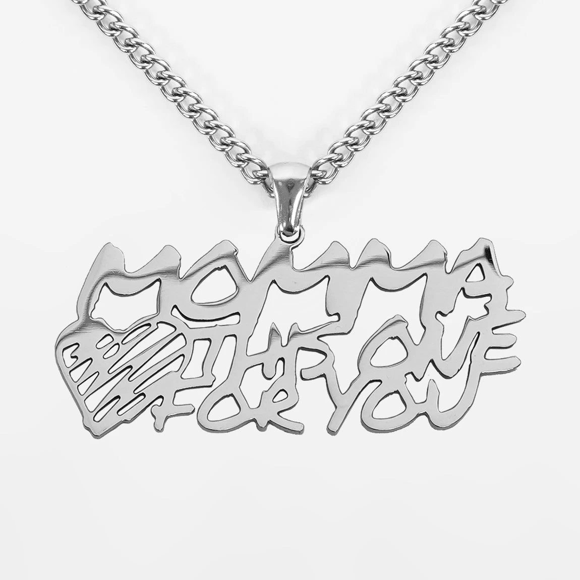 Momma Pendant With Chain Necklace - Stainless Steel