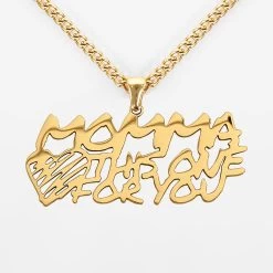 Momma Pendant With Chain Kids Necklace - Gold Plated Stainless Steel