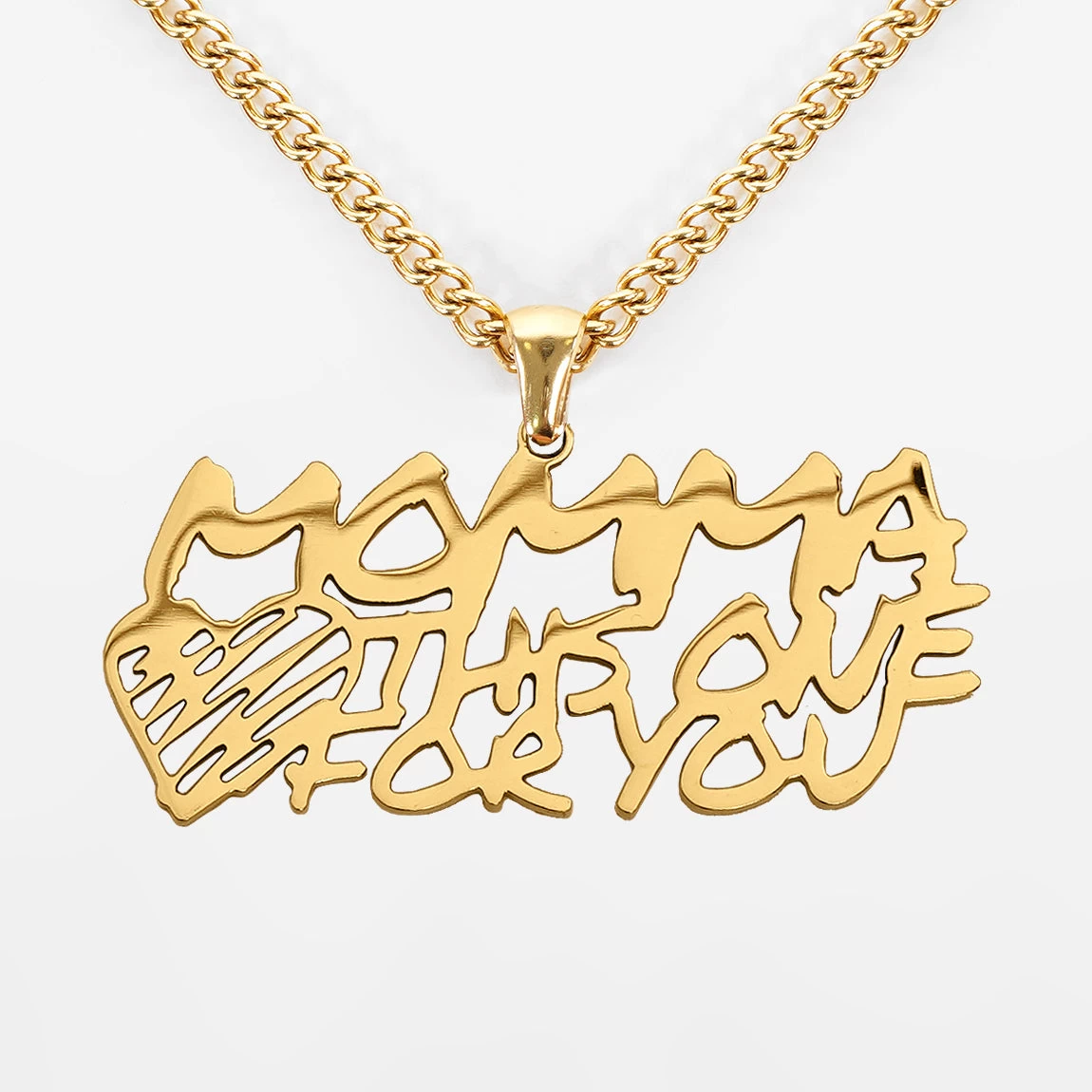 Momma Pendant With Chain Kids Necklace - Gold Plated Stainless Steel