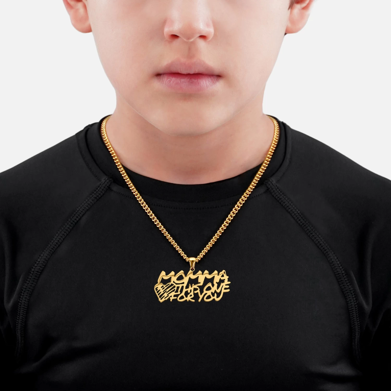 Momma Pendant With Chain Kids Necklace - Gold Plated Stainless Steel - Image 2