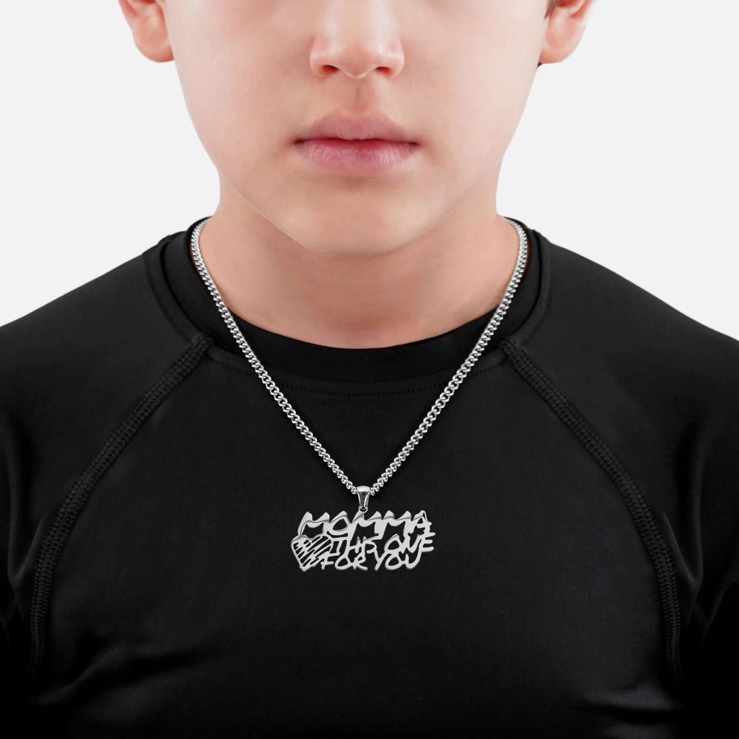 Momma Pendant With Chain Kids Necklace - Stainless Steel - Image 2