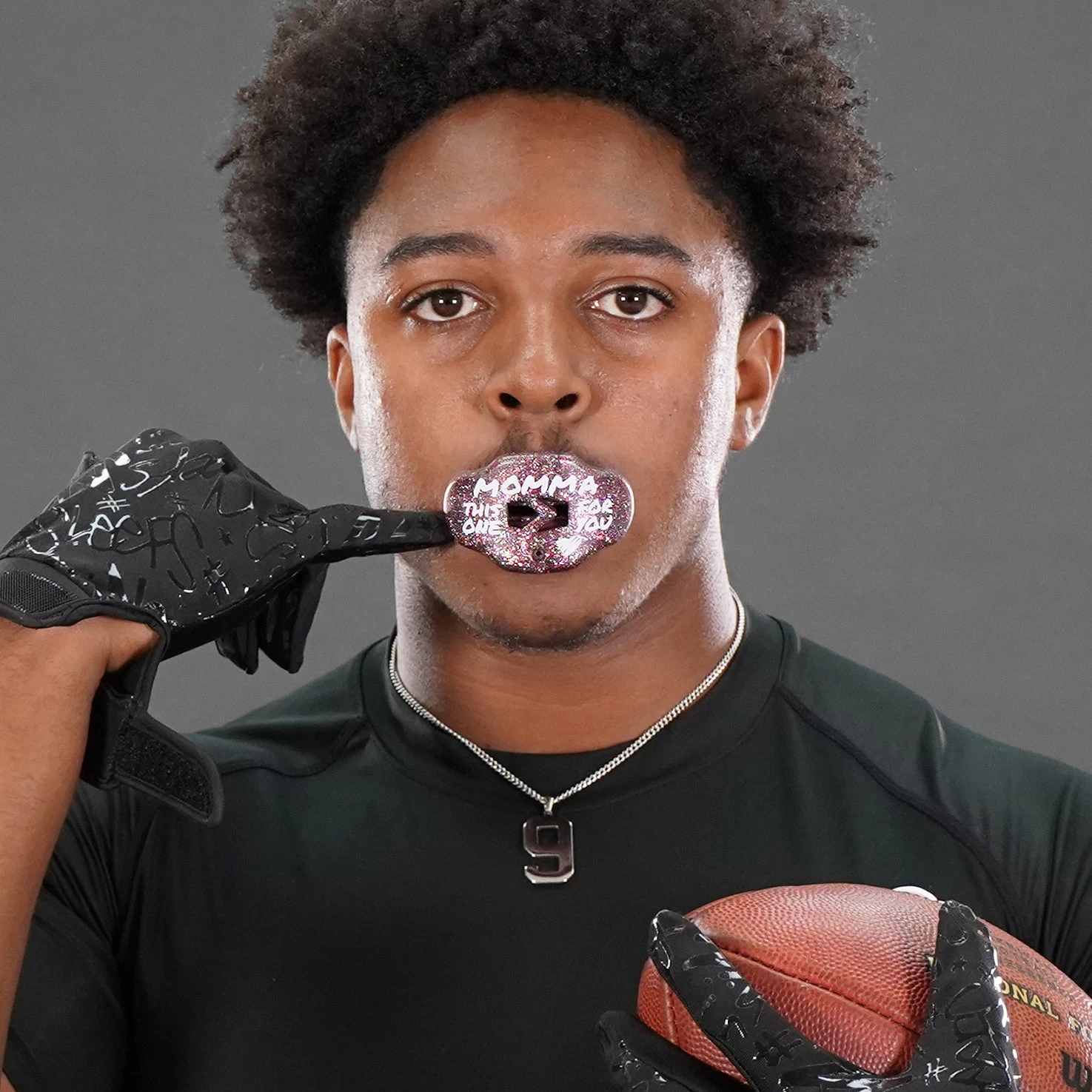 Momma Multicolor Glitter Football Mouthguard - Image 2