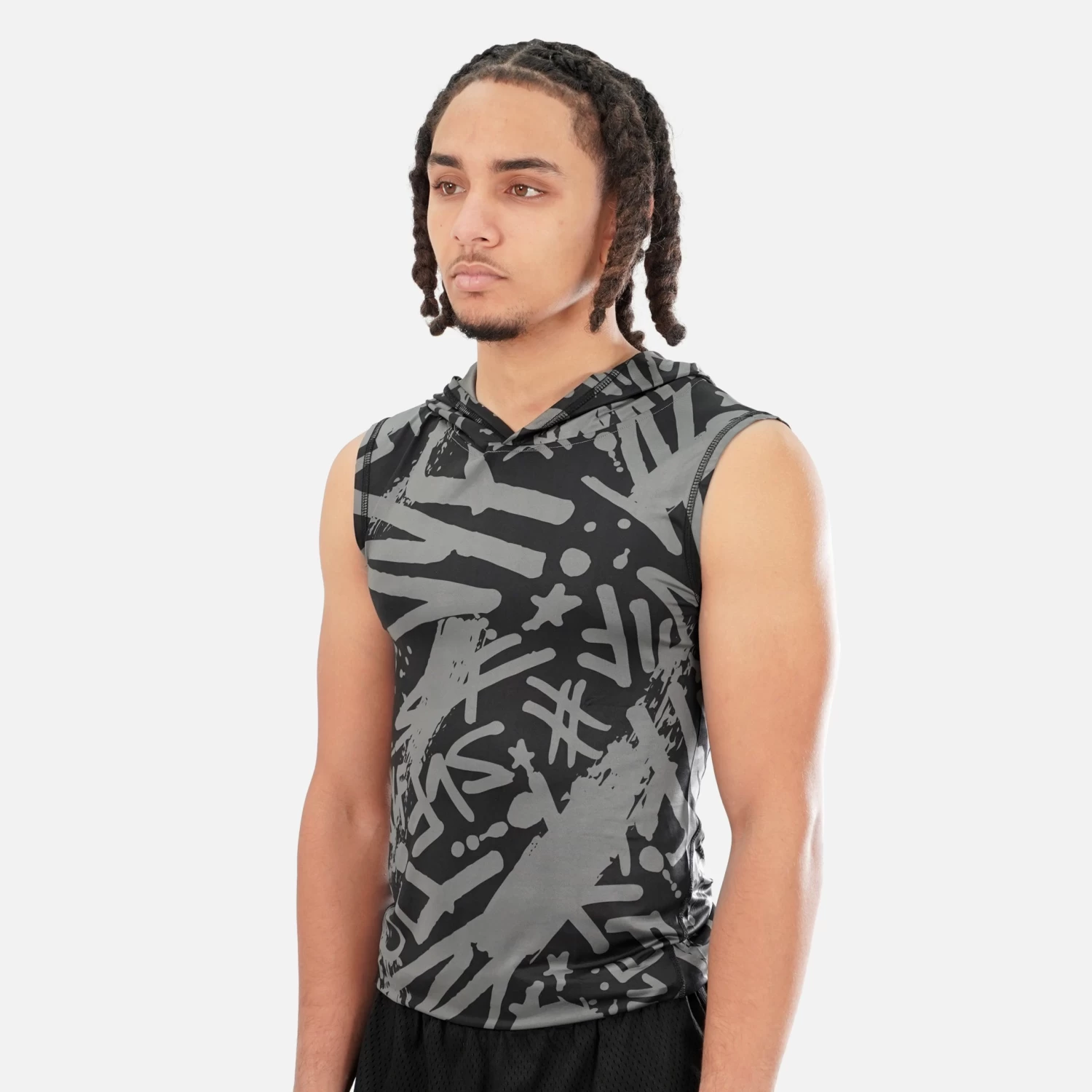 SLF Graffiti Brush Sleeveless Compression Hoodie - Image 3