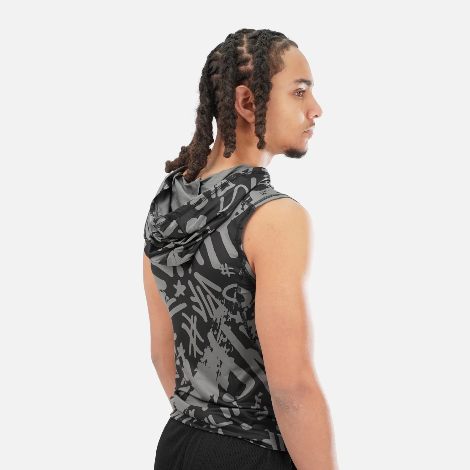 SLF Graffiti Brush Sleeveless Compression Hoodie - Image 2