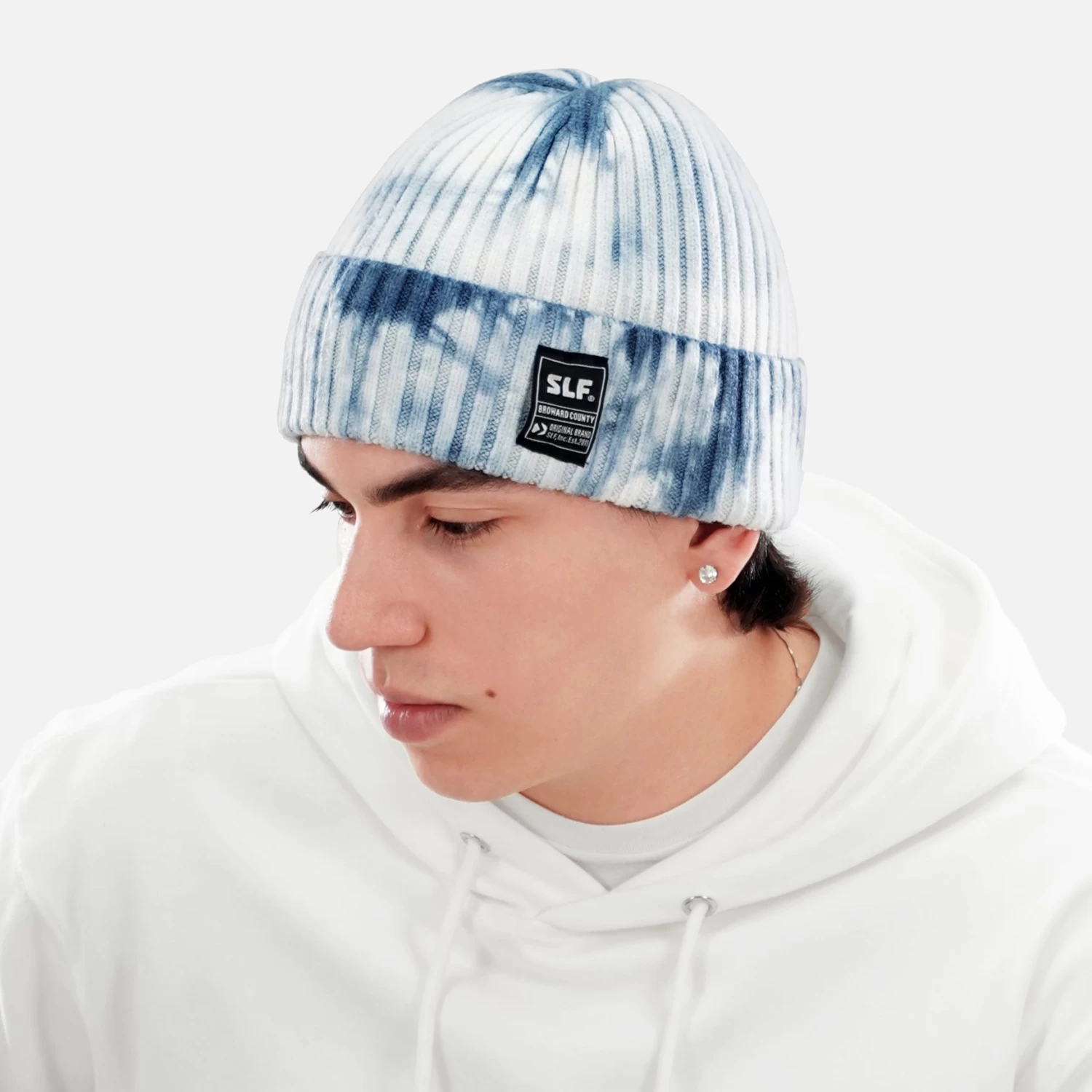 Tie Dye Blue Knit Beanie - Image 2