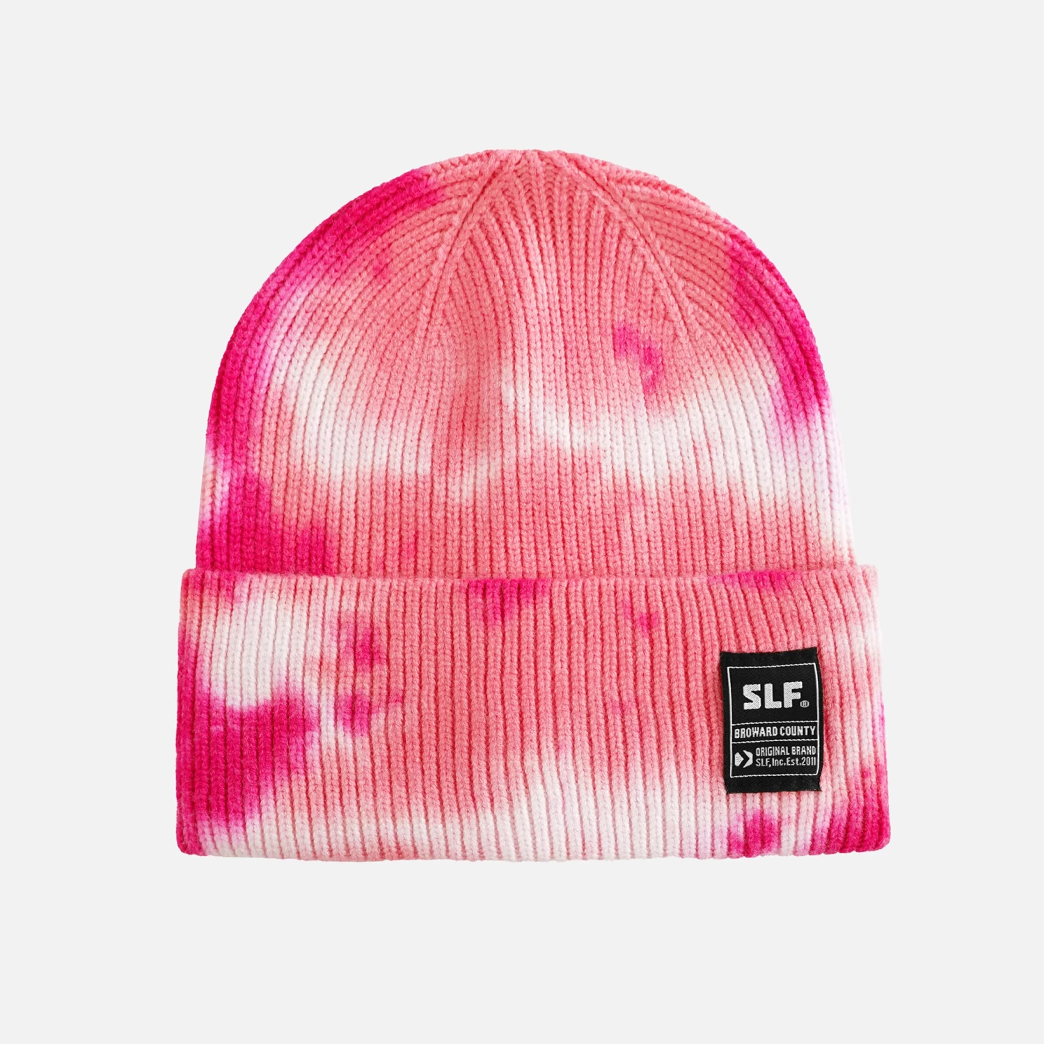 Tie Dye Coral Pink Knit Beanie