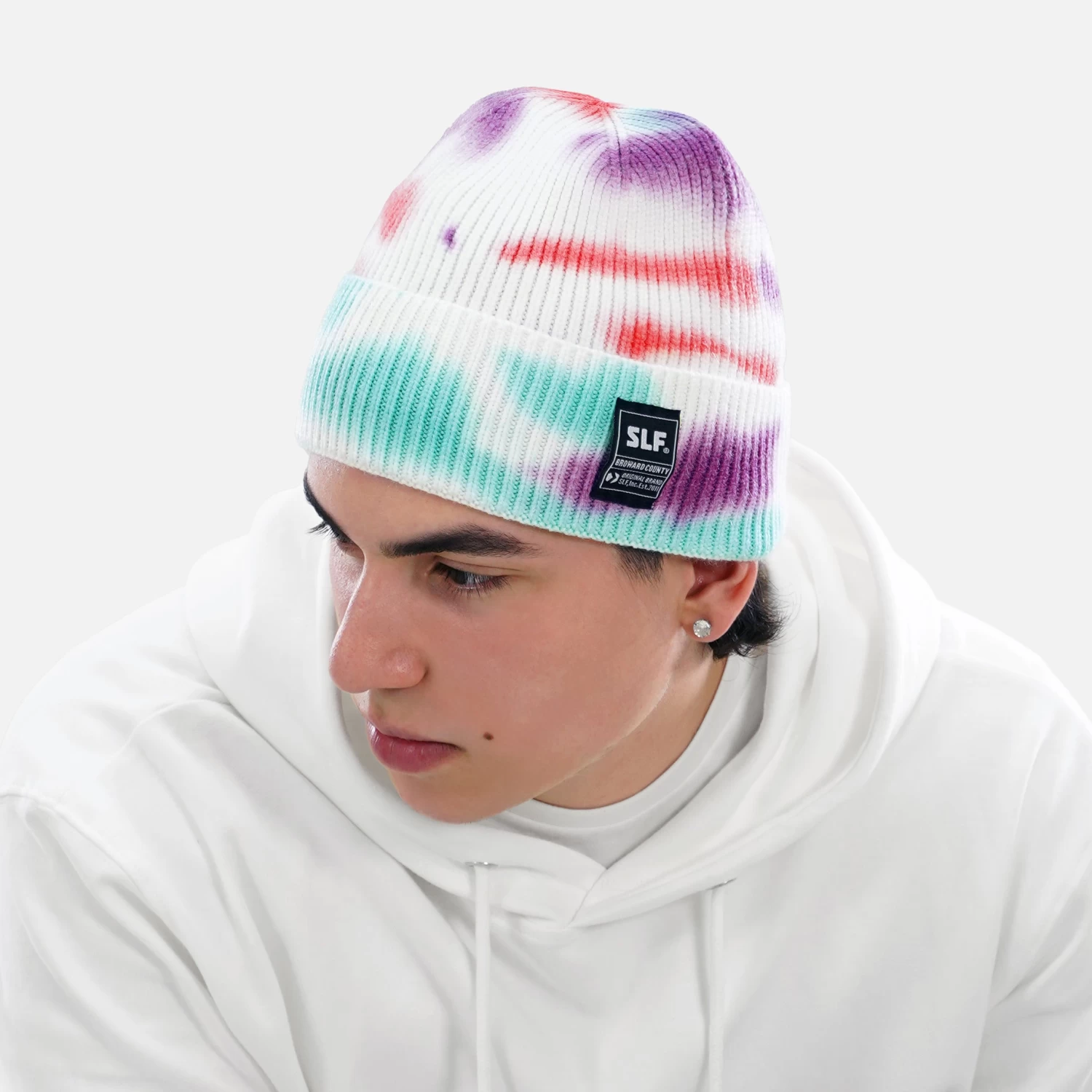 Tie Dye Cotton Candy Knit Beanie - Image 2