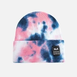 Tie Dye Navy Pink Knit Beanie
