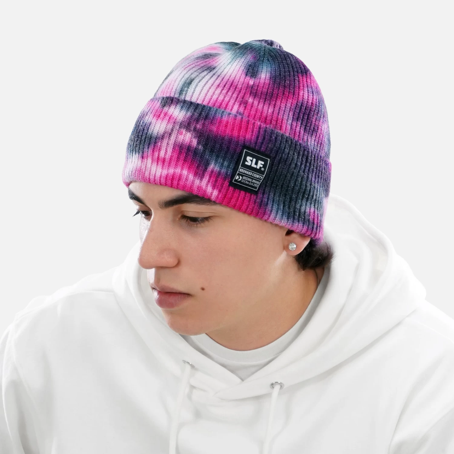 Tie Dye Pink Knit Beanie - Image 2