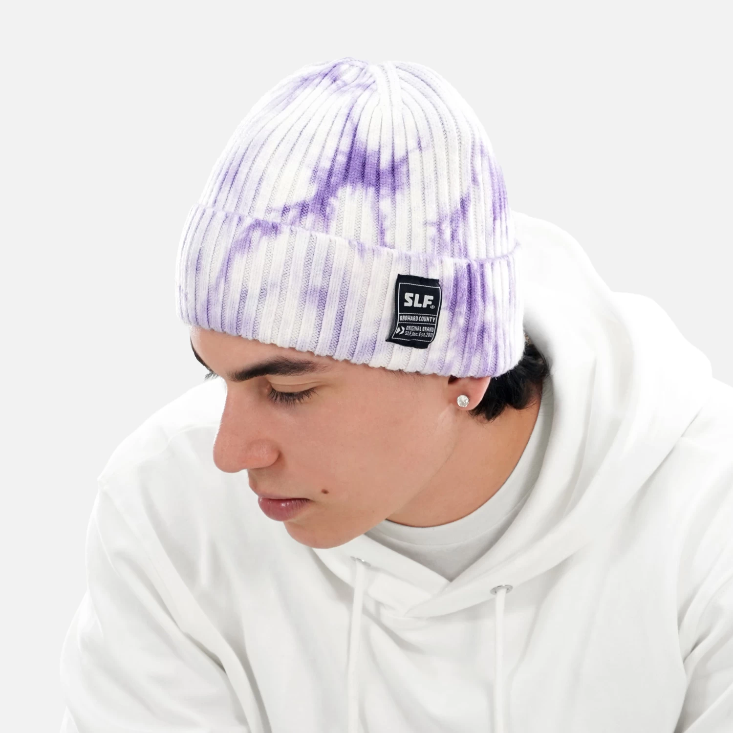 Tie Dye Purple Knit Beanie - Image 2